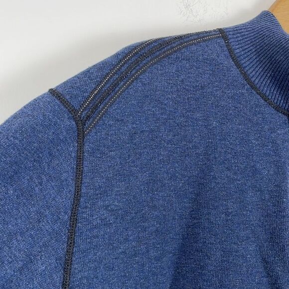 Tommy Bahama Men’s Reversible 1/4 Zip Sweater Pullover Blue Black 23”x28” - Picture 3 of 9